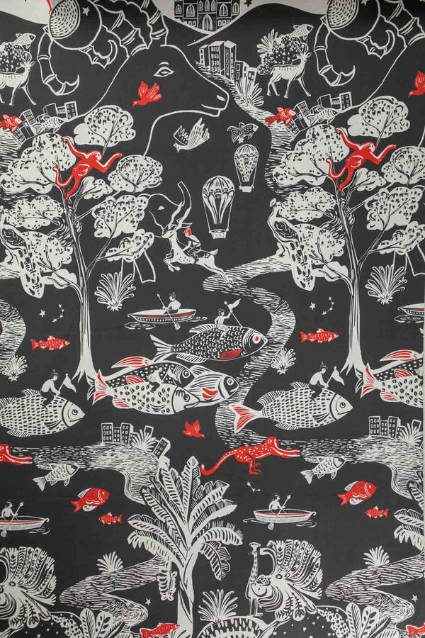 Mindscape Charcoal Cotton Drapes And Blinds