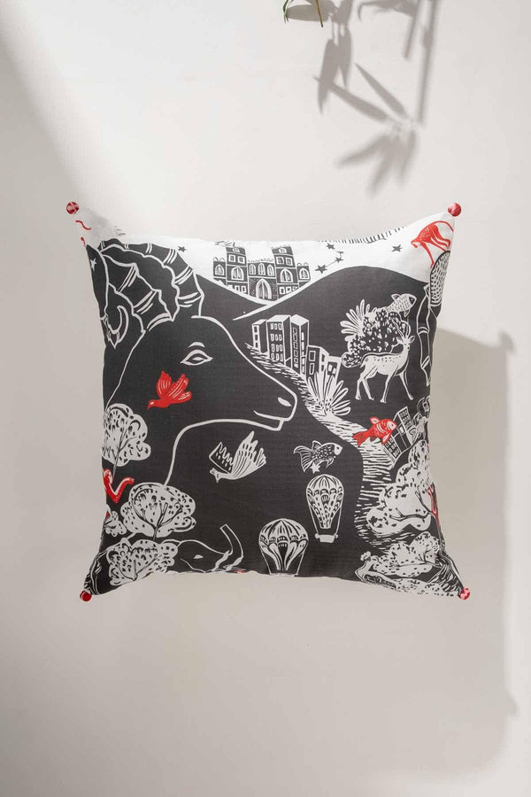 Mindscape Charcoal Floor Cushion Cover (61 Cm X 61 Cm)