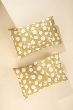 Senhur Leaf Olive Green Pillow Cover Set (Set of 2)