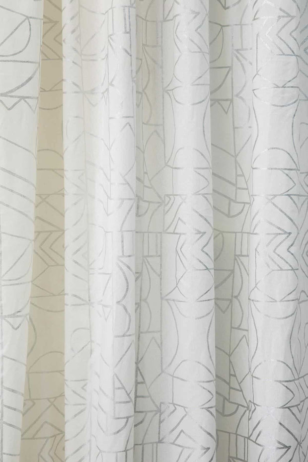 PRINT & PATTERN COTTON FABRICS Wireframe Cotton Fabric And Curtains (Silver)