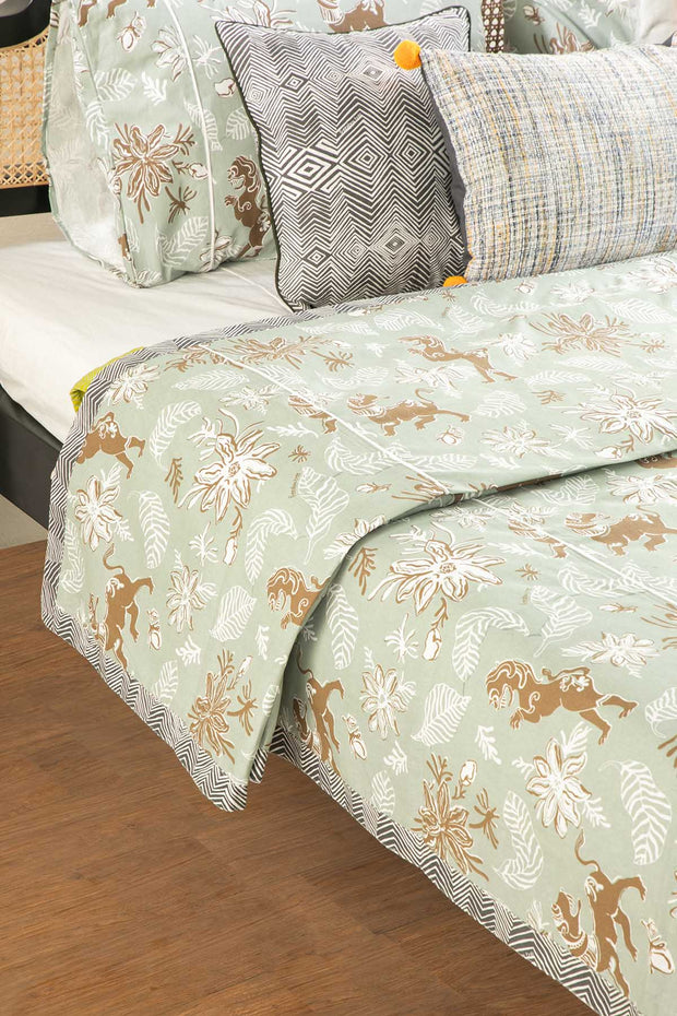 PRINT & PATTERN BEDCOVERS Ahnan Pure Cotton Bedcover (Icy Green)