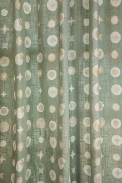 Celestial Lunar Gold Cotton Fabric And Curtains