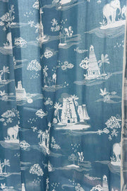 CURTAINS Coromandel Blue Sheer Curtain (Cotton Voile)