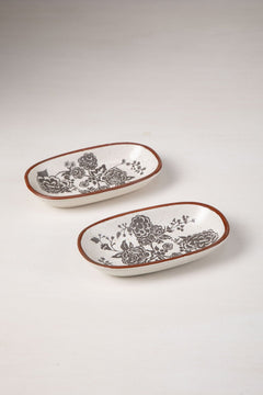 Damask Rose Ceramic Rectangle Palette (Set Of 2)