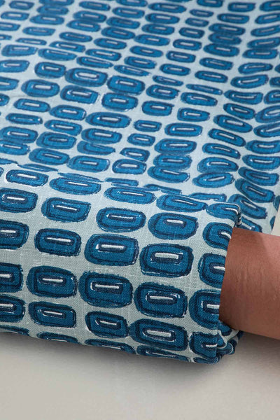 PRINT & PATTERN UPHOLSTERY FABRICS Dash Dash Printed Upholstery Fabric (City Blue)