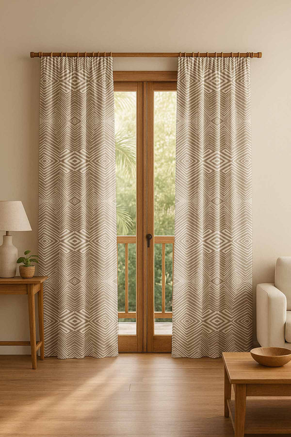 Diamond Beige Cotton Drapes And Blinds