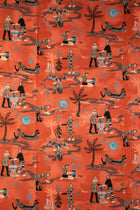 Fragrant Journey Printed Upholstery Fabric (Dusky Red)