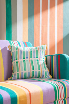 Geo Block Celadon Green Cushion Cover (46 X 46 Cm)