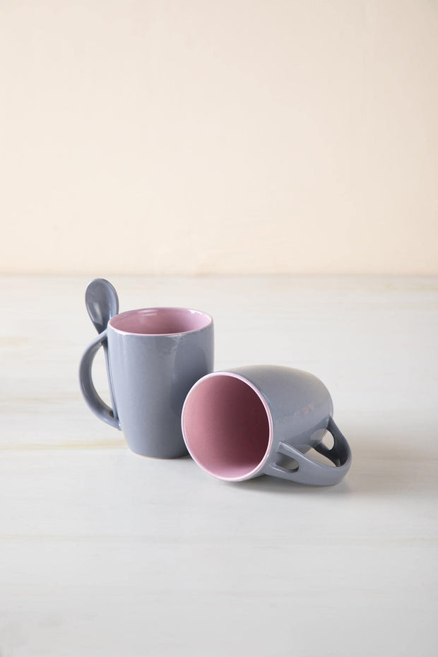 MUGS & CUPS Gyamati Coffee Mug With Spoon (Set Of 2)