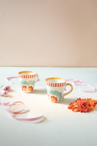 Gypsy Rose Ceramic Ribbed Coffee Mug (Set Of 2)