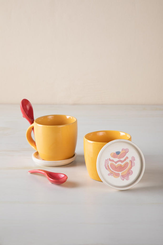 MUGS & CUPS Gypsy Rose Coffee Mug With Spoon (Set Of 2)