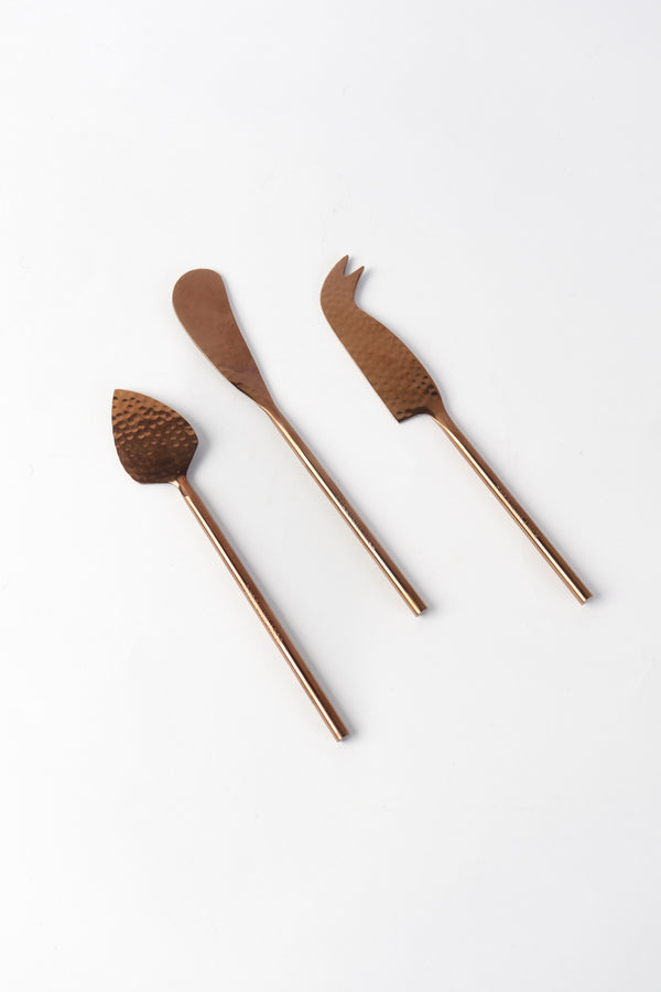 Hammered Rose Gold Cheese Set