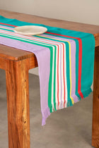 Happy Stripes Green Multi Table Runner