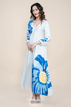 Himalayan Poppy Empire Waist Maxi Dress (Blue)