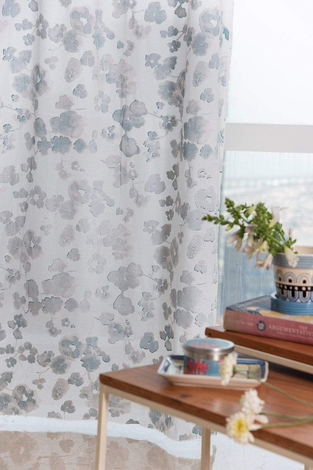 CURTAINS Inky Blossom Window Curtain In Sheer Fabric