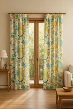 Keora Honey Bloom Printed Heavy Fabric And Curtains