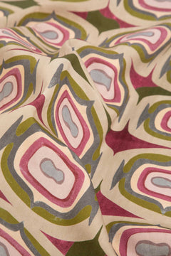 Landfall Ogee Mineral Green Printed Upholstery Fabric