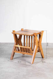BEDSIDE TABLES Magazine Rack Bedside Table (Acacia Wood)