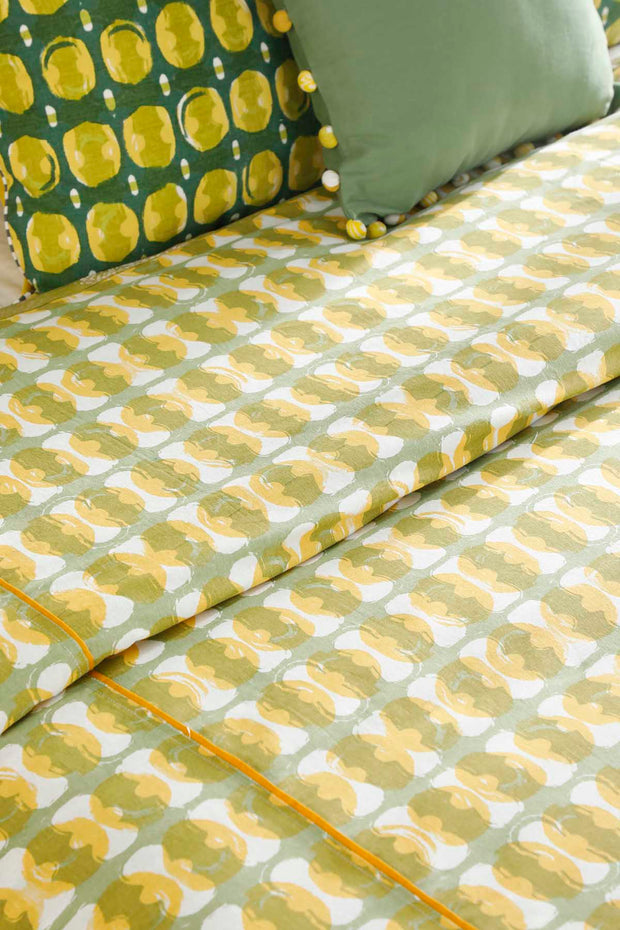 PRINT & PATTERN BEDCOVERS Marica Pure Cotton Bedcover (Soft Yellow)