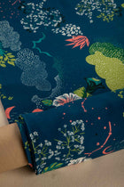 Moonflower Printed Upholstery Fabric (Moonlit Blue)