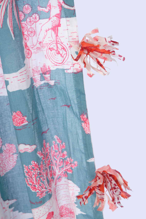 PRINT & PATTERN SHEER FABRICS Mumbai Makers Sheer Fabric And Curtains (Teal Green And Pink)