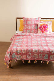 PRINT & PATTERN BEDCOVERS Palash Cotton Bedcover (Red Mix)