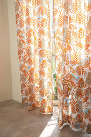 PRINT & PATTERN COTTON FABRICS Panai Orange And White Cotton Fabric And Curtains