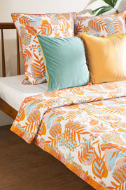 PRINT & PATTERN BEDCOVERS Panai Pure Cotton Bedcover (Orange Blue )