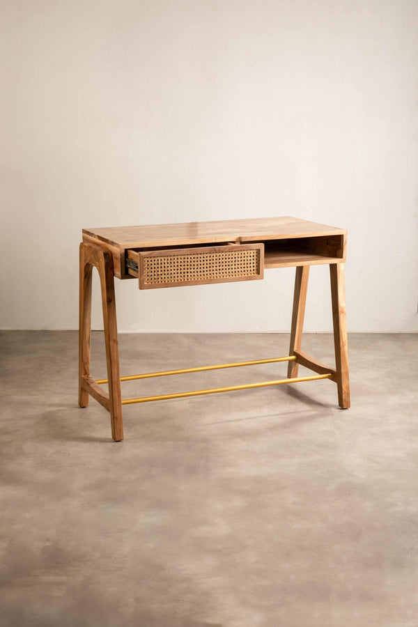 Right Angle Study Table (Acacia Wood)