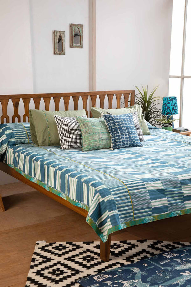 PRINT & PATTERN BEDCOVERS Salaka Pure Cotton Bedcover (Ocean Blue)