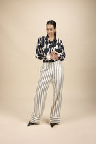 Shadow Stripes Flared Pants (Buttercream)