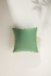 SOLID & TEXTURED CUSHIONS Solid Sage Freedom Pompom Cushion Cover (41 Cm X 41 Cm)