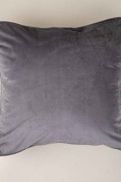 Solid Velvet Charcoal Cushion Cover (41 Cm X 41 Cm)