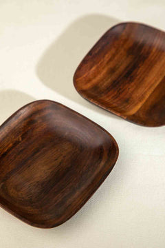 Square Wood Snack Plate (Set Of 2)