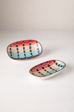 Striper Ceramic Rectangle Palette (Set Of 2)