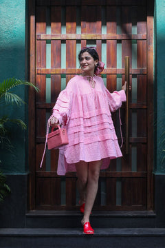 Summer Lines Stripes Short Dress (Pink)