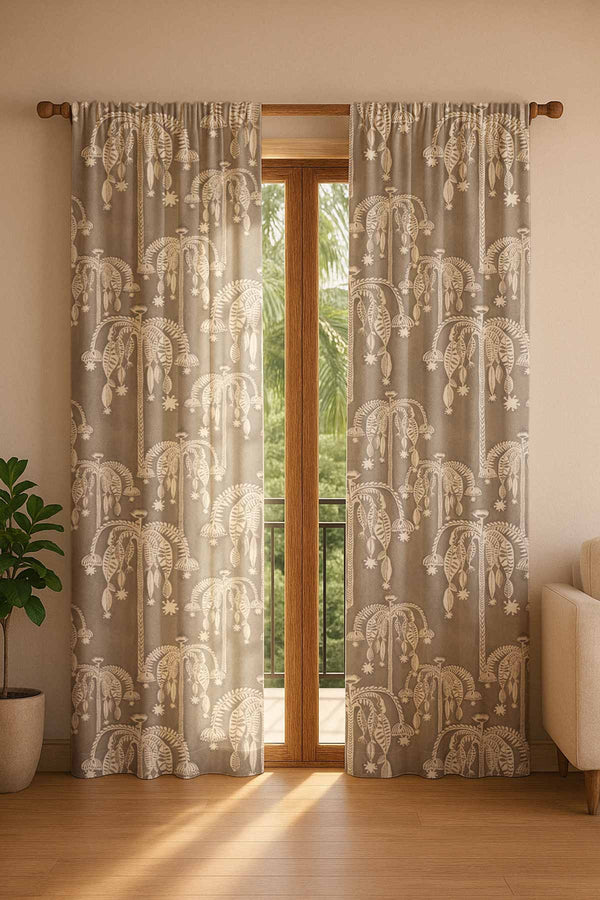 Toddy Plam Taupe Cotton Drapes And Blinds