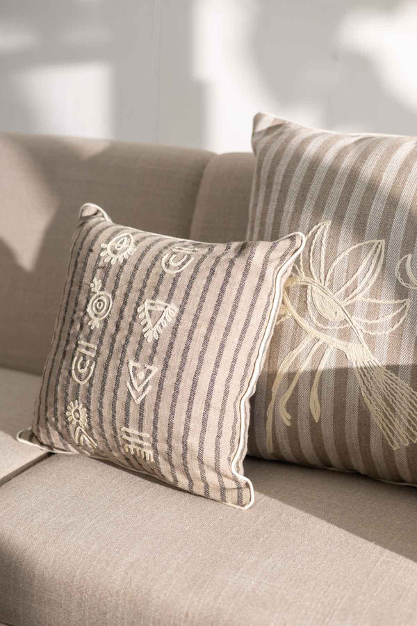 Tribal Etchings Sienna and Grey Cushion Cover (41 X 41 Cm)