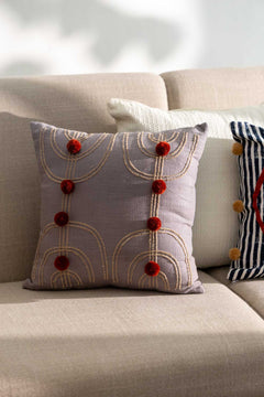 Tribal Etchings Grey Cushion Cover (41 X 41 Cm)