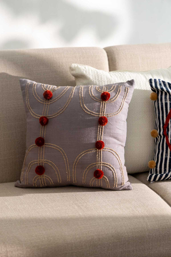 Tribal Etchings Grey Cushion Cover (41 X 41 Cm)