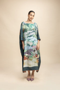 Whisper Of The Wilderness Kaftan Dress (Nightsky Teal)