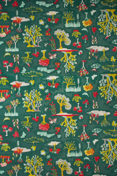 PRINT & PATTERN UPHOLSTERY FABRICS Wonderland Deep Green Printed Upholstery Fabric