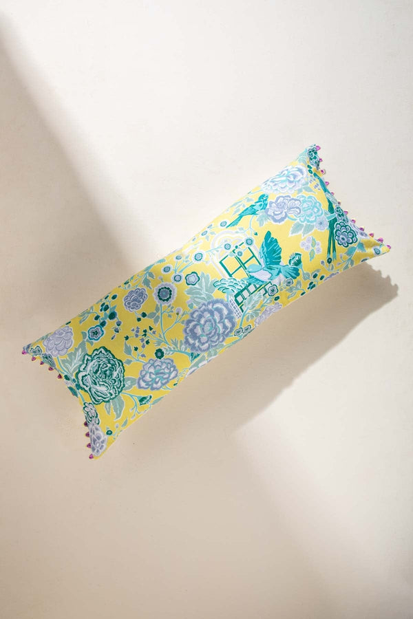 Damask Rose Butter Yellow Cushion Cover (36 X 90 Cm)