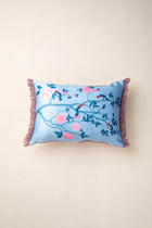 Damask Rose With Birds Aqua Haze Cushion Cover (36 X 51 Cm)