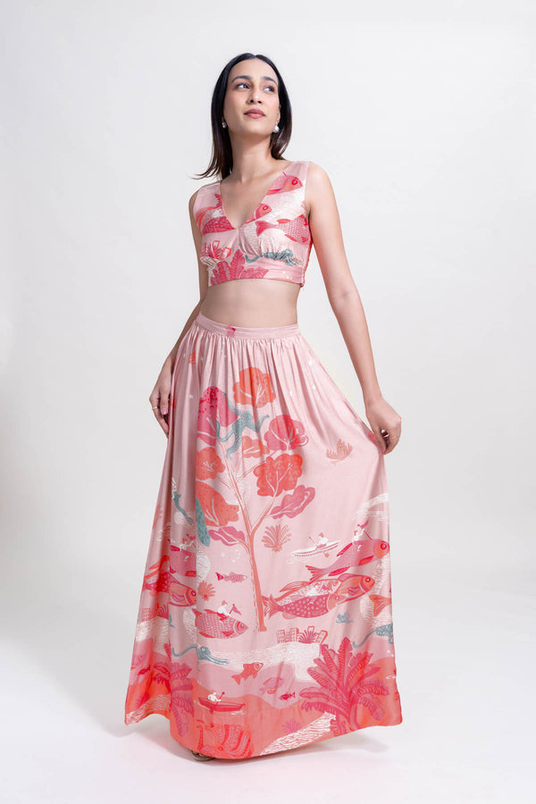 Mindscape Gathered Skirt (Peach Haze)