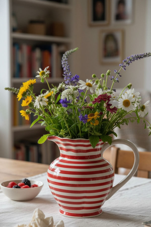 Striper Red Ceramic Water Jug