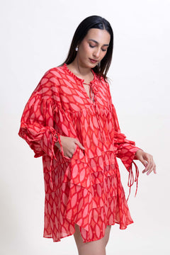 Lakka Tiered Mini Dress (Uptown Rose)