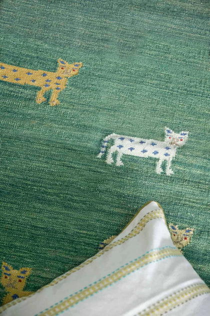 Deep Green Woven Rug in Pure Cotton | Freedom Tree