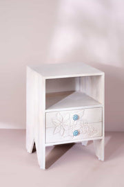 BEDSIDE TABLE Tree Tops Bedside Table (Washed White)