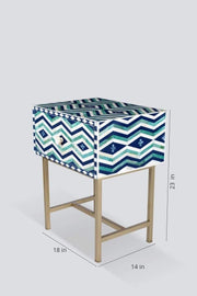 BEDSIDE TABLE Déjà Vu Inlay Bedside Table (Green/Blue)
